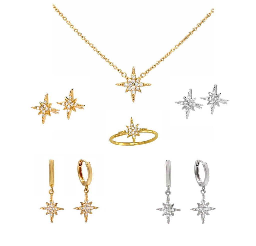 Pave Starburst Huggies Earrings - Trendolla Jewelry